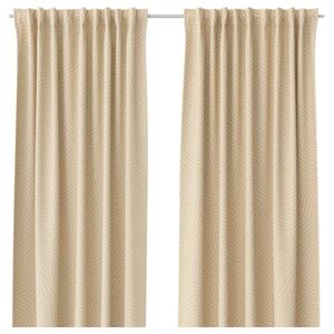 IKEA ÅKERMOLKE Curtains, 1 pair, beige, Stitched Print, 57x98 ", 2 panels NEW